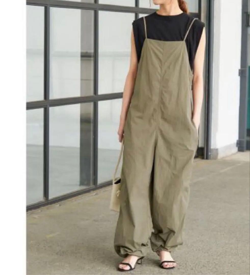 美品 Spick & Span ナイロンオックスコンビネゾン 　カーキ