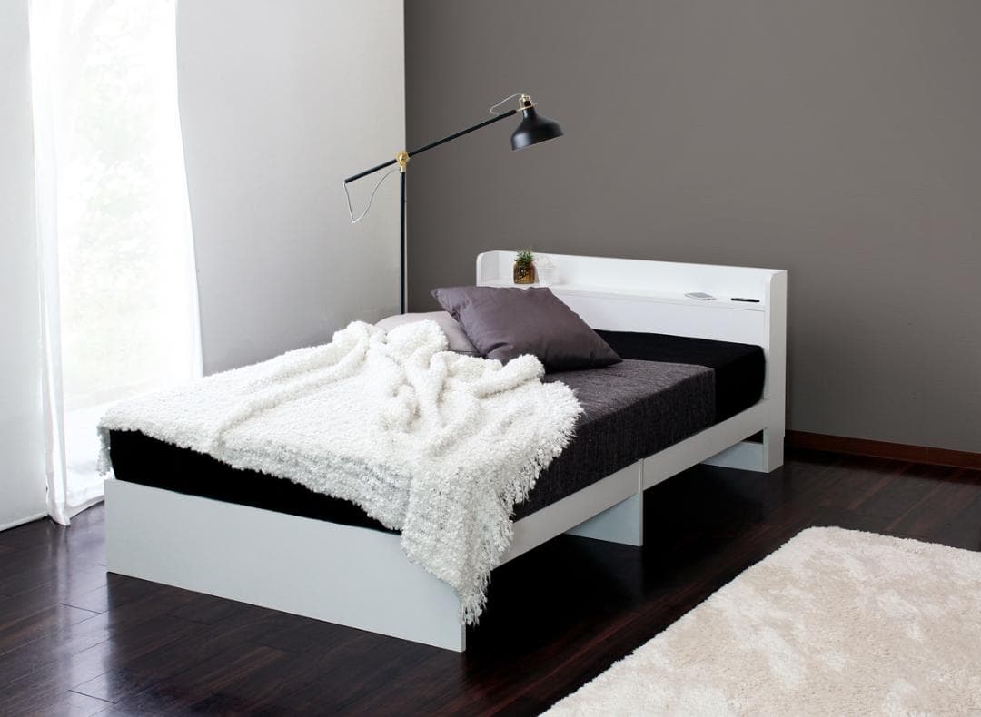 【クイーン　ホワイト】シンプルでスタイリッシュなベッド＜フレームのみ＞