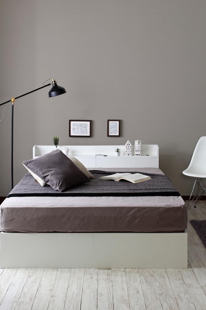 【クイーン　ホワイト】シンプルでスタイリッシュなベッド＜フレームのみ＞