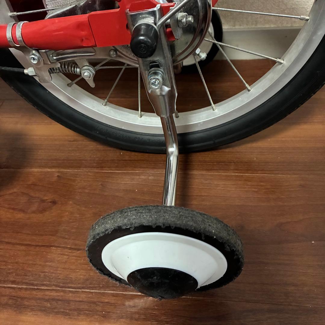 無印良品 16型幼児こども自転車 レッド 押し棒補助輪付 赤 子供用舵取り自転車