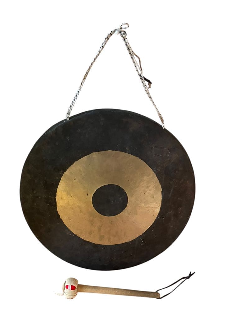 銅鑼 ドラ　(ゴング)黒金 直径約55cm バチ付き