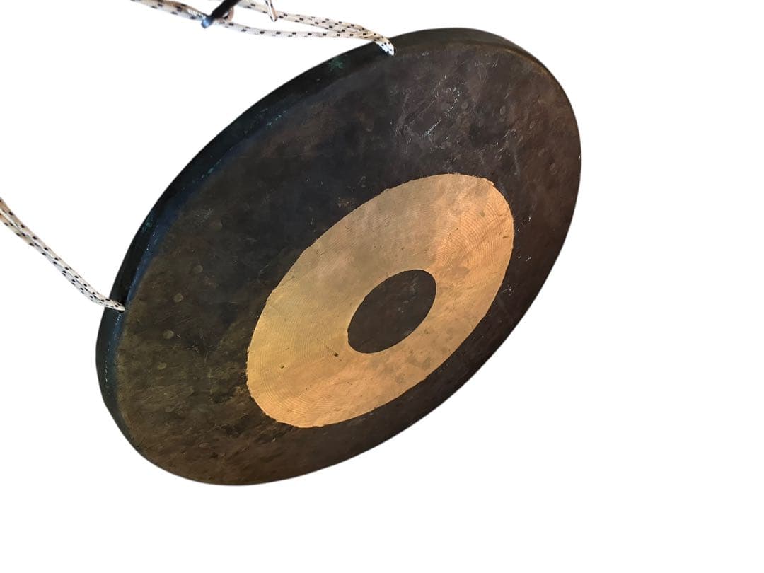 銅鑼 ドラ　(ゴング)黒金 直径約55cm バチ付き