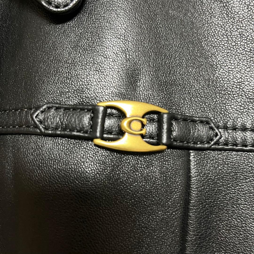極美品COACH コーチ ターンロック レザージャケット 金ボタン 黒 XS