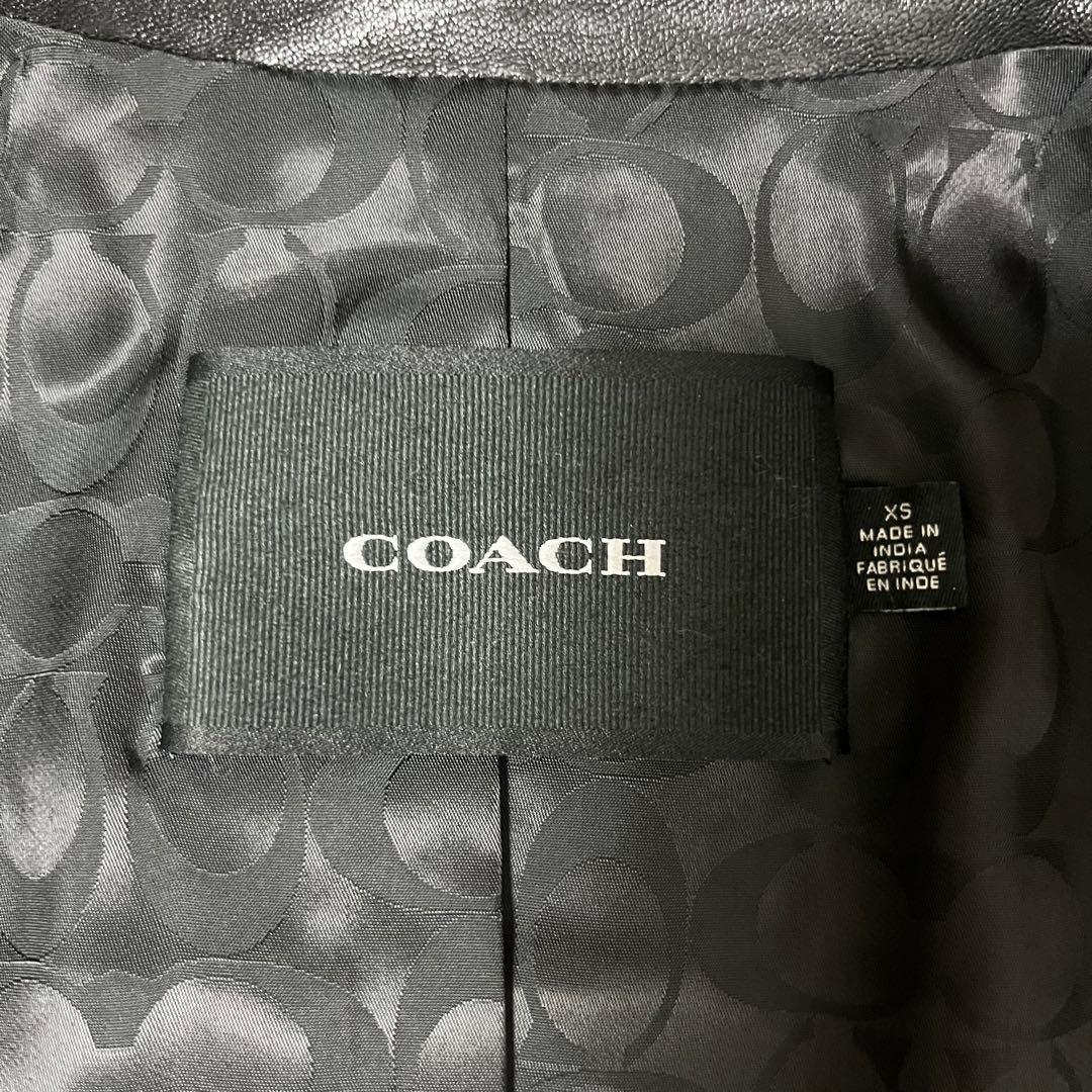 極美品COACH コーチ ターンロック レザージャケット 金ボタン 黒 XS