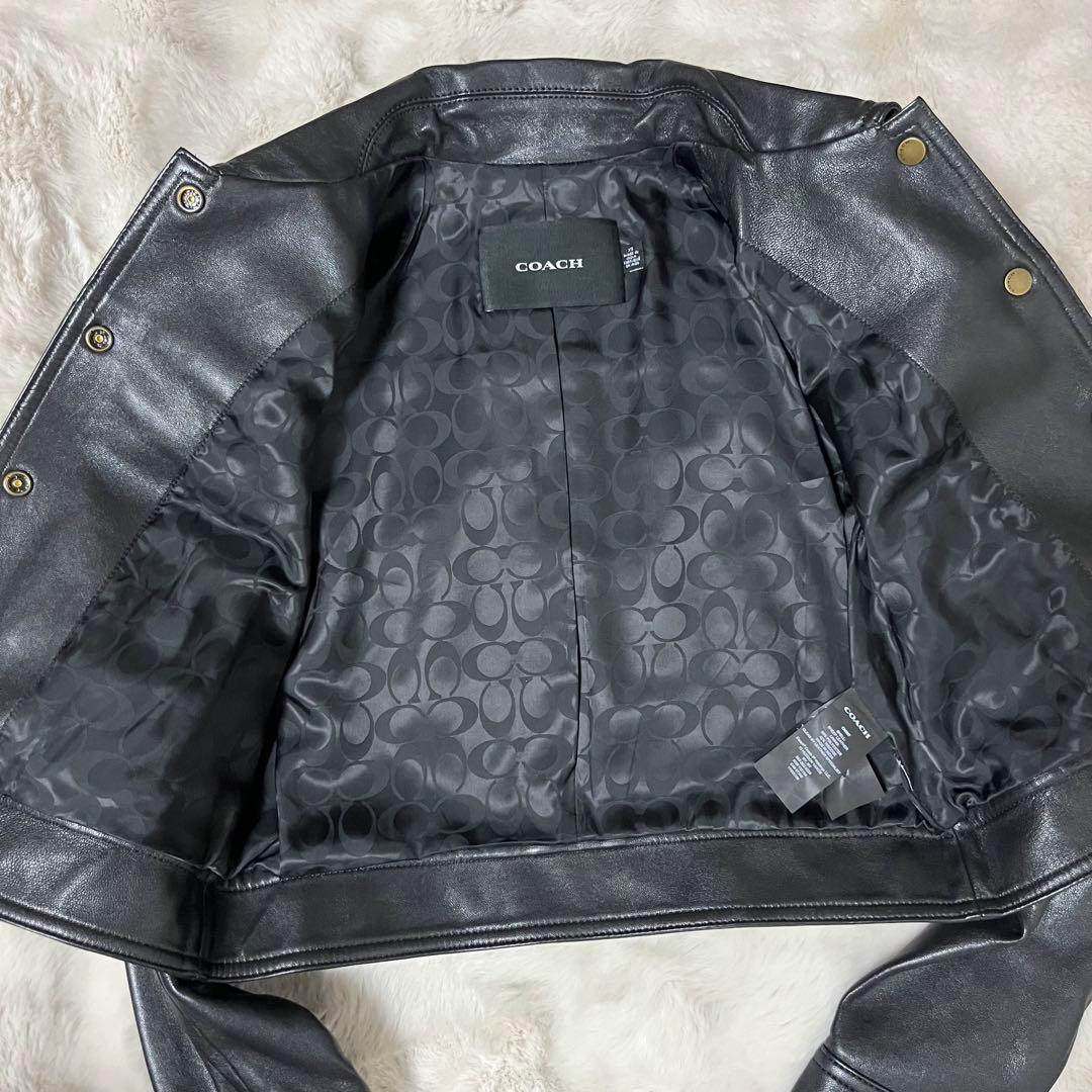 極美品COACH コーチ ターンロック レザージャケット 金ボタン 黒 XS