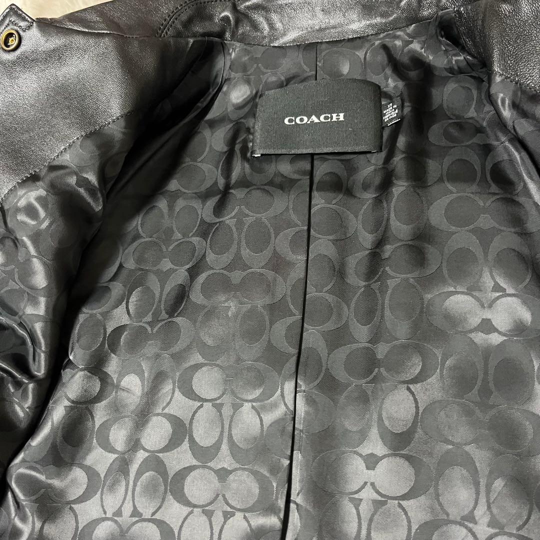 極美品COACH コーチ ターンロック レザージャケット 金ボタン 黒 XS