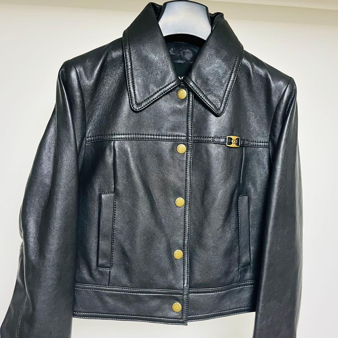 極美品COACH コーチ ターンロック レザージャケット 金ボタン 黒 XS