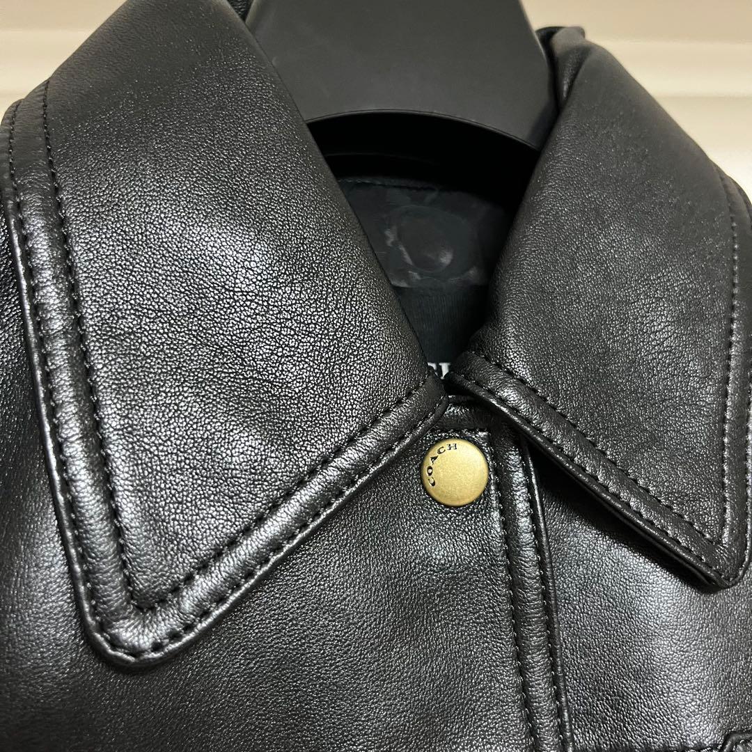 極美品COACH コーチ ターンロック レザージャケット 金ボタン 黒 XS