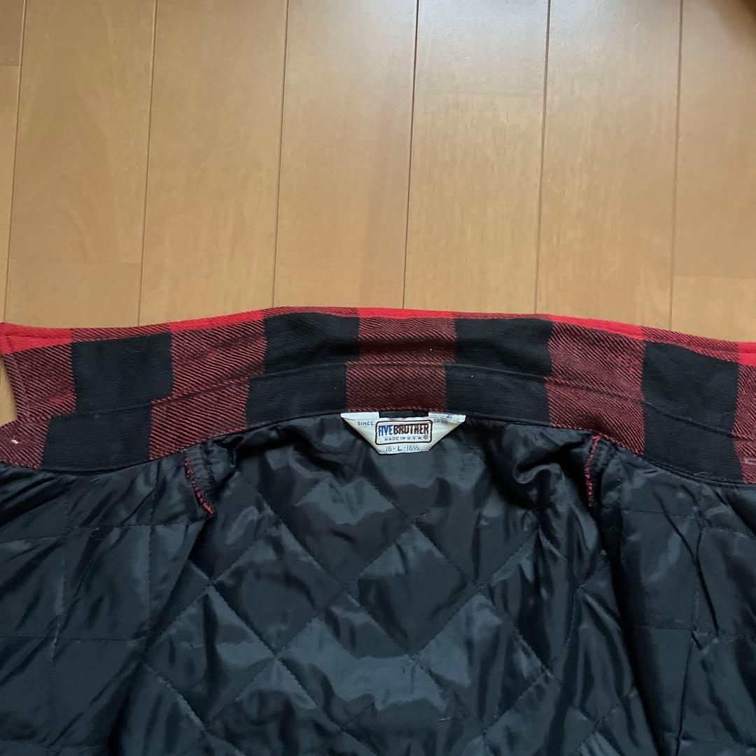 70s 80s FIVE BROTHER キルティングネルシャツ　三角タグ