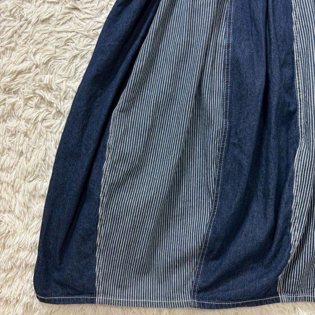 美品　ミリロピュール　ジャンパースカート デニム　レイヤード　切り替え