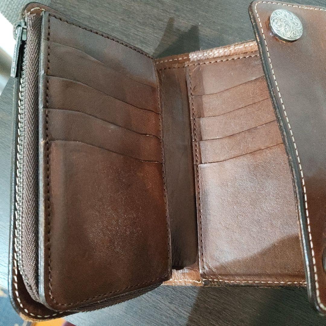 【匿名発送】FUNNY　ファニー　三つ折り　財布　グラブ　ダブルコンチョ　ミドル