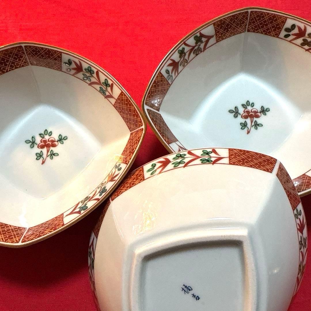 たち吉　赤絵菱型　茶碗蒸し　飛島窯羽子板皿　三川内焼き白磁　蓋付き椀　No.5