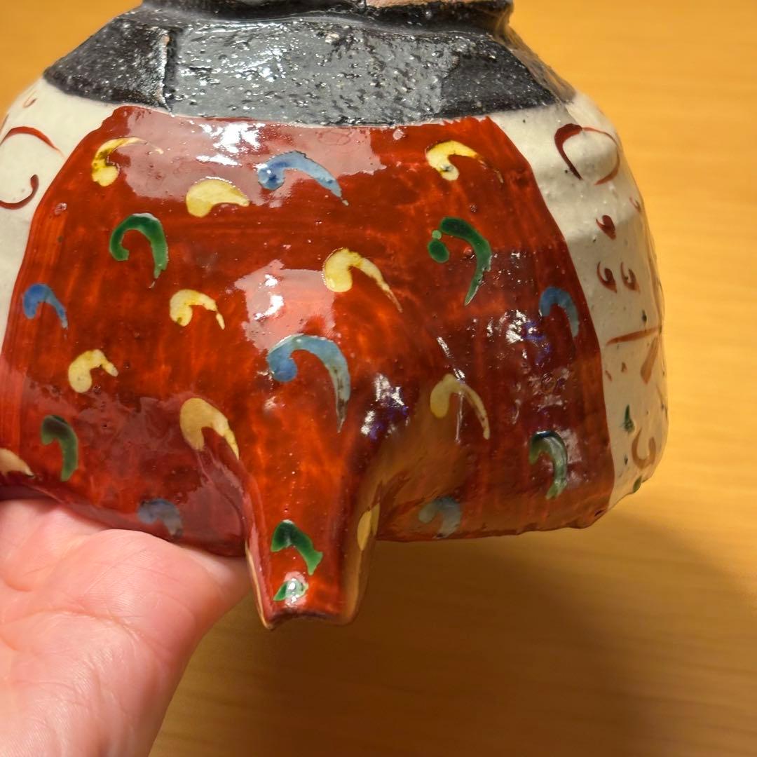 未使用　赤絵 色絵 練込　片口鉢