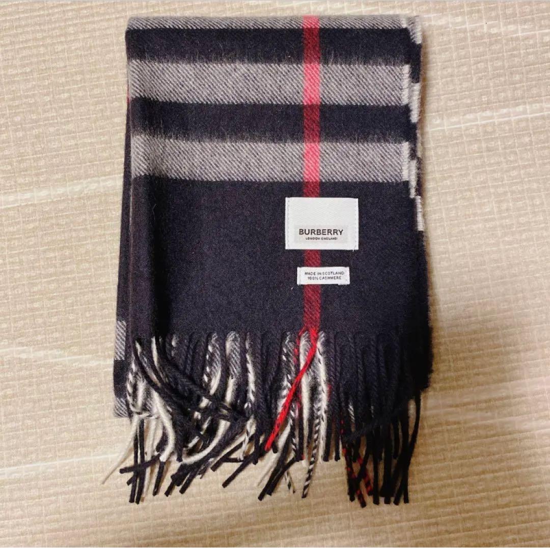 BURBERRY チェック カシミアスカーフ ブラック
