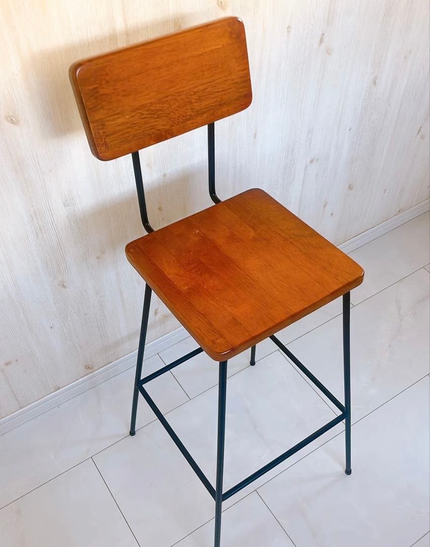 【綺麗】日本製 アイアン hinata TEKKI CRAFT 欅　ハイチェア