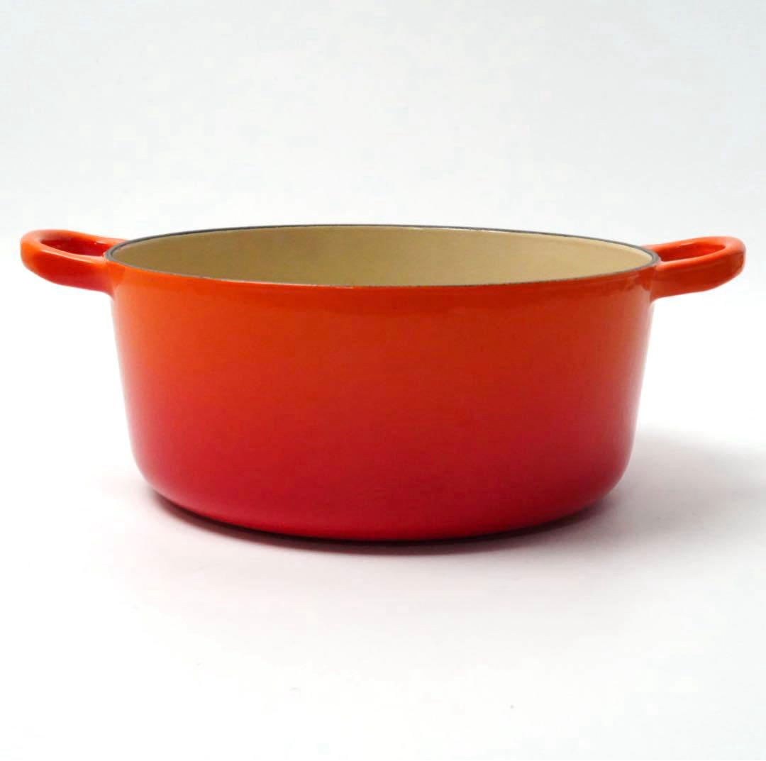 【美品】LE CREUSET　ココット ロンド オレンジ　22cm