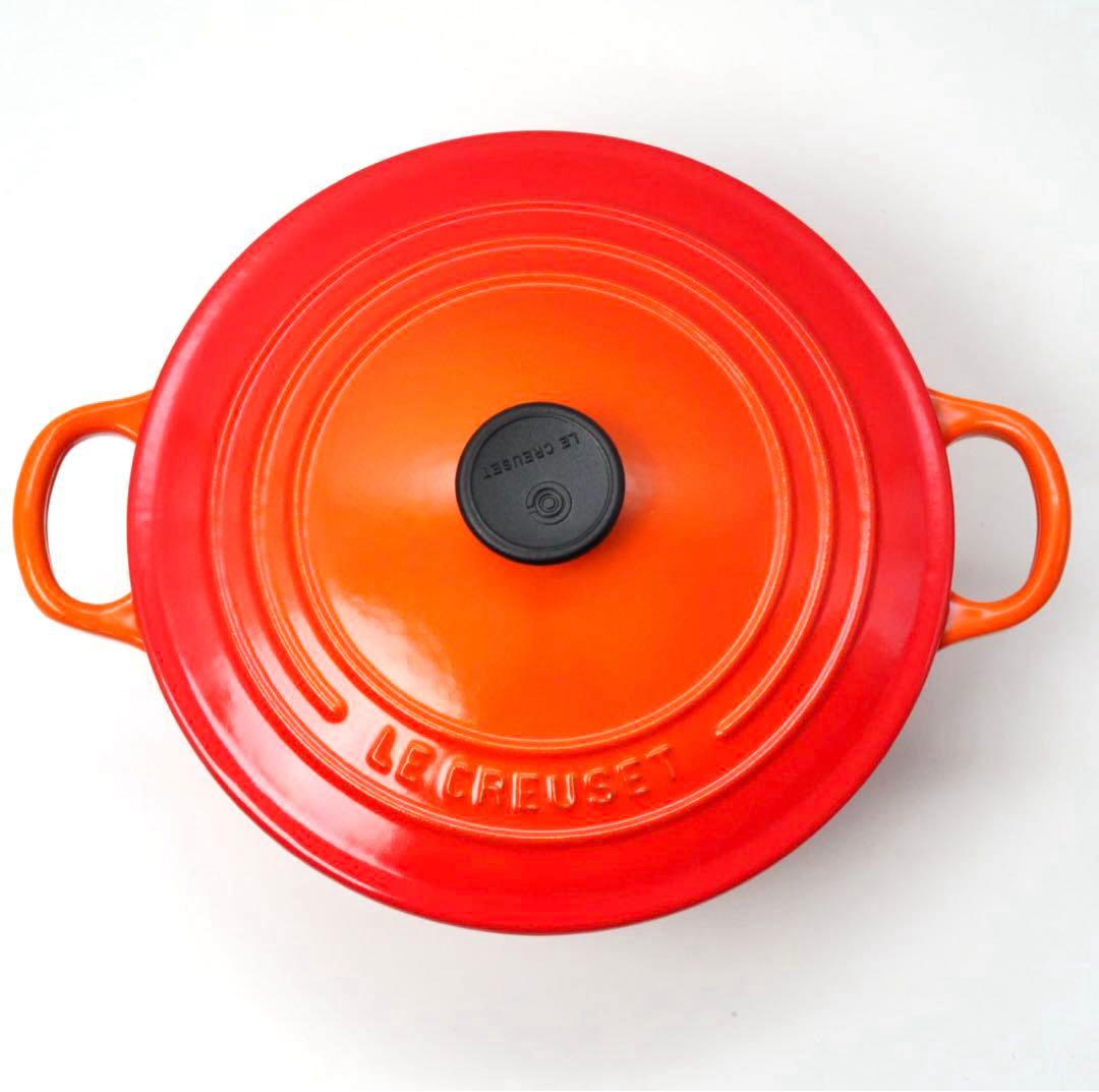 【美品】LE CREUSET　ココット ロンド オレンジ　22cm