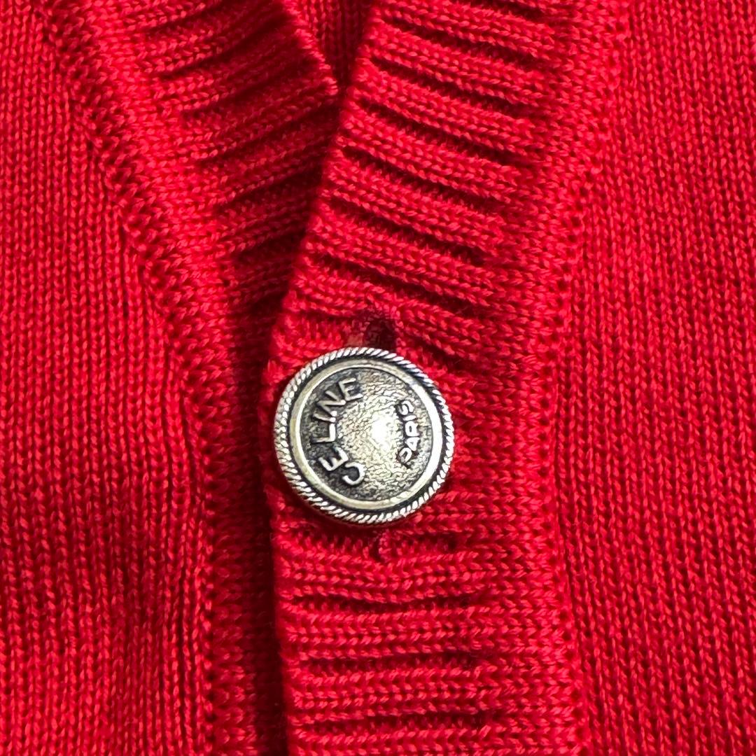 セリーヌ CELINE エンブレム刺繍ワッペンウールカーディガン L 肉厚ニット