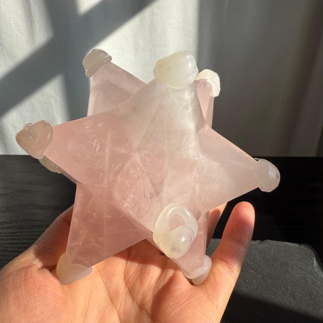 天然石ローズクォーツのアステロイド　マカバスター　置物NO.111814