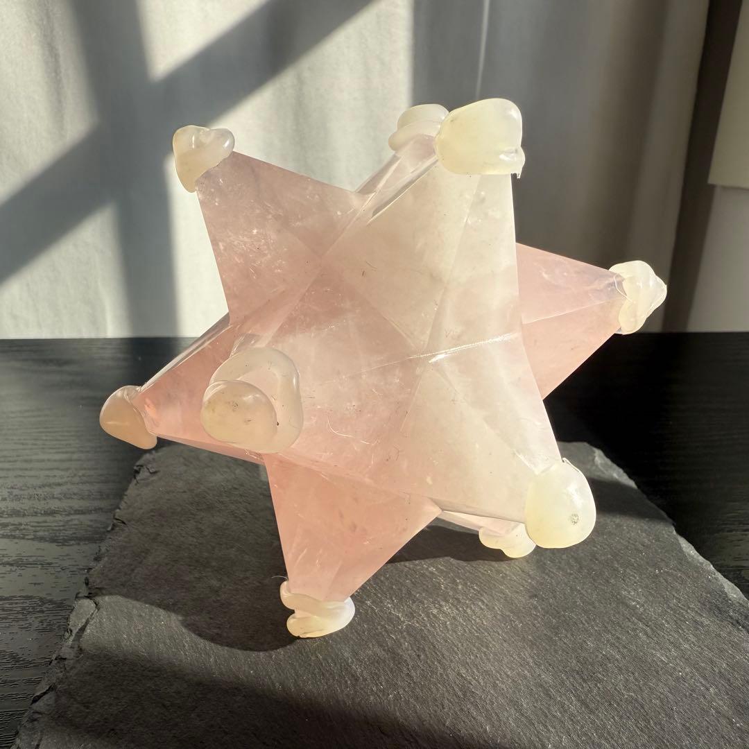 天然石ローズクォーツのアステロイド　マカバスター　置物NO.111814