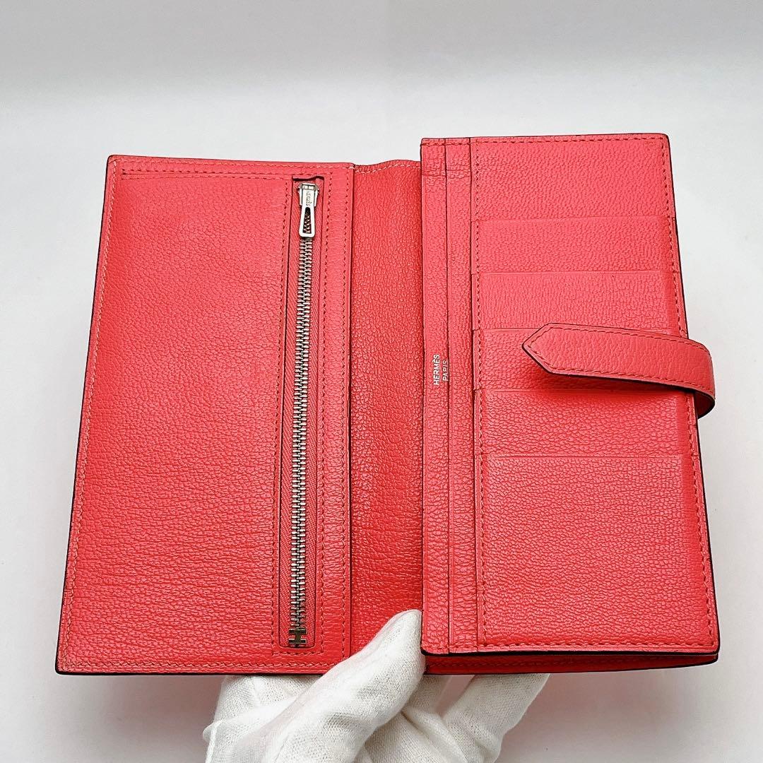 売り切り！最終価格！エルメス ベアンスフレ 長財布 ローズピンク×シルバー金具