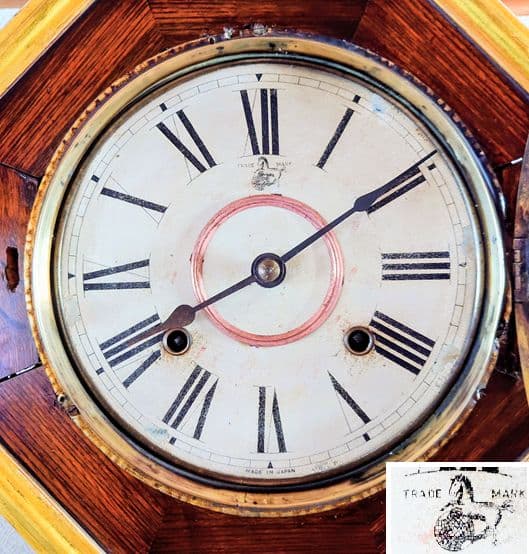 〈完動・美品〉尾張時計地球馬印UMAIN　金縁八角尾長ゼンマイ振り子時計