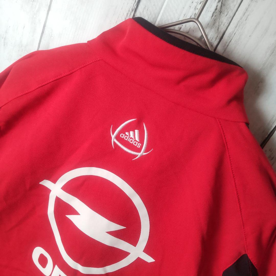 00s　アディダス　ACミラン　トレーニングウェア　ハーフジップ　赤　黒　O