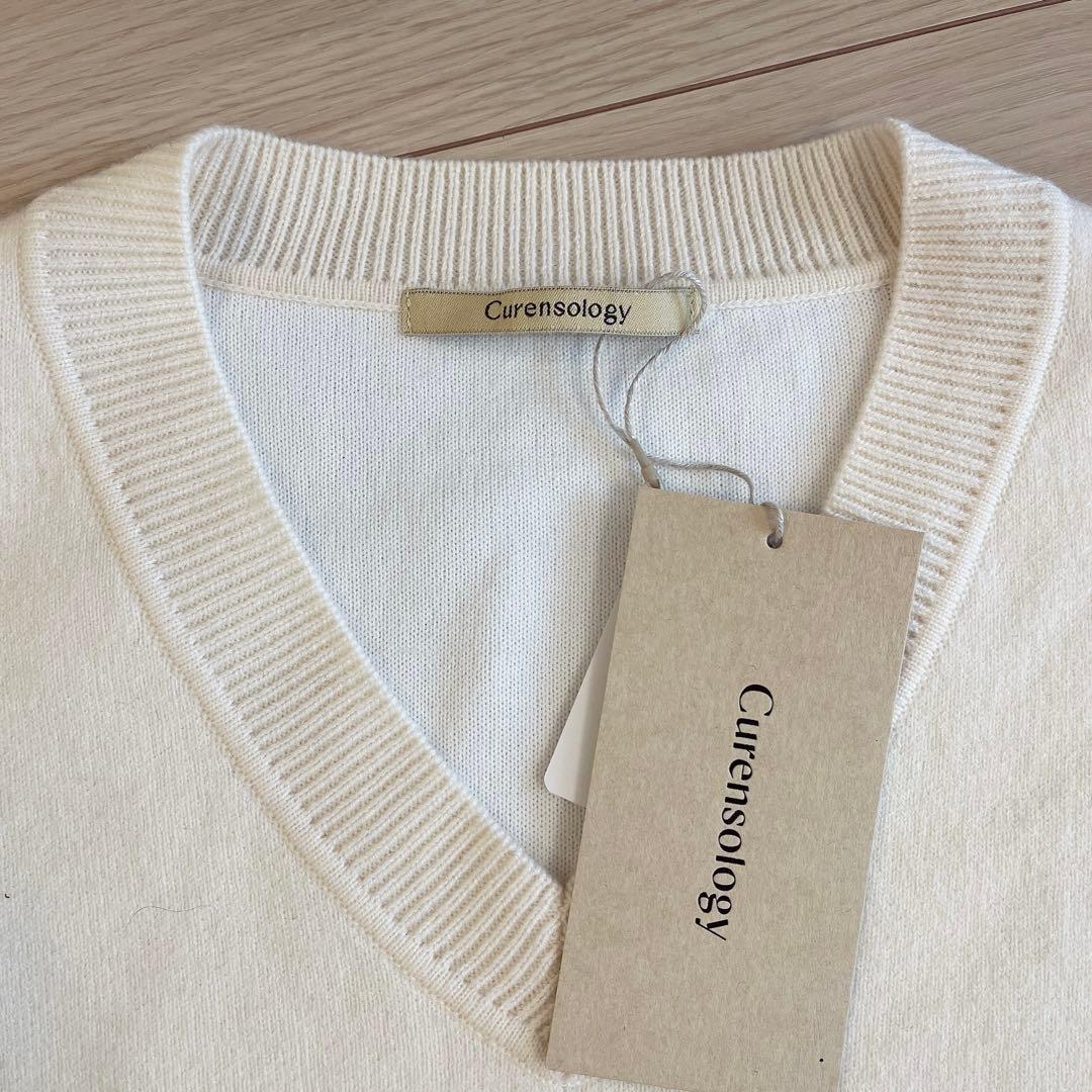 Curensology カレンソロジー　ニット　Vネック　ウールダブルフェイス