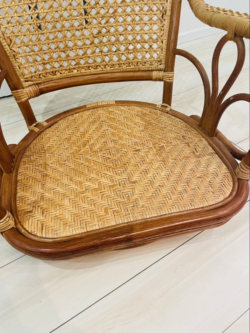 籐 ラタン　回転式 ロータイプ　座椅子