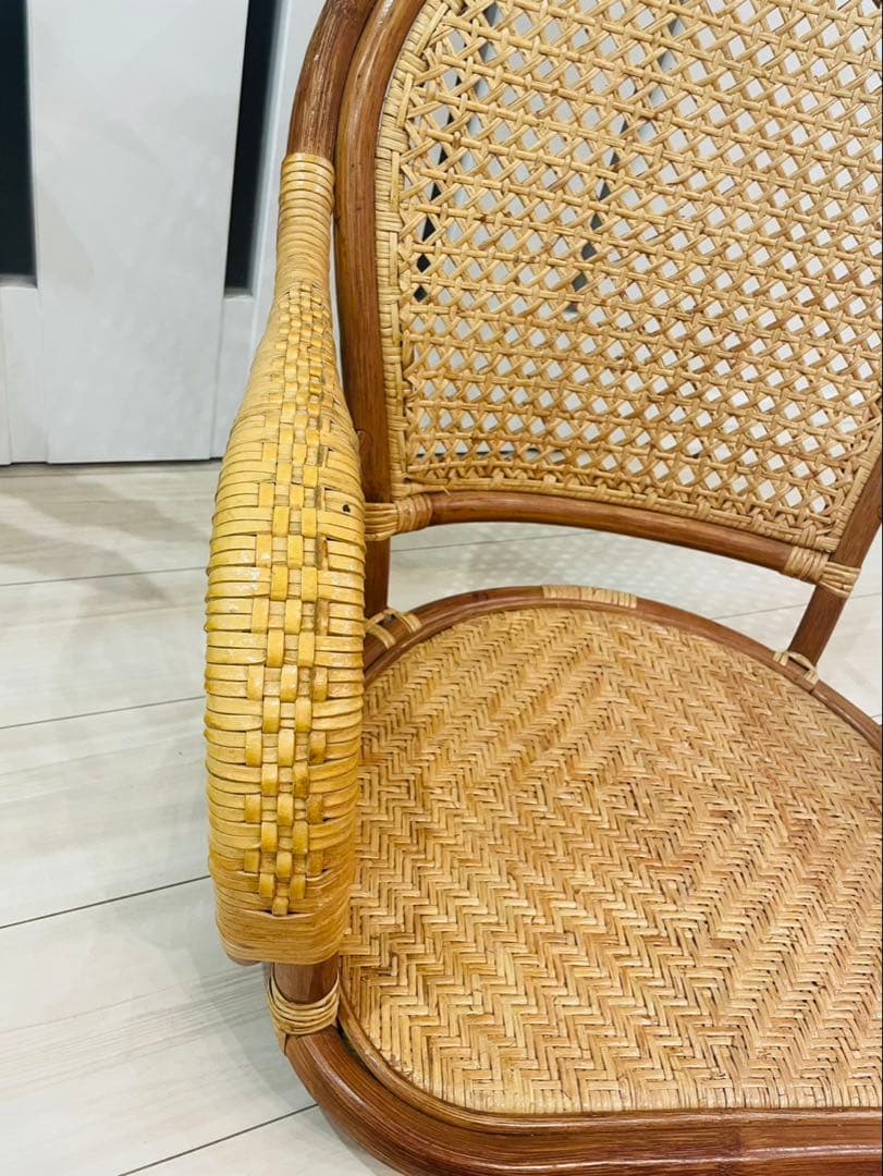 籐 ラタン　回転式 ロータイプ　座椅子