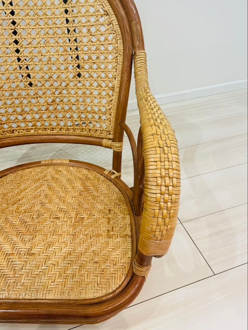 籐 ラタン　回転式 ロータイプ　座椅子