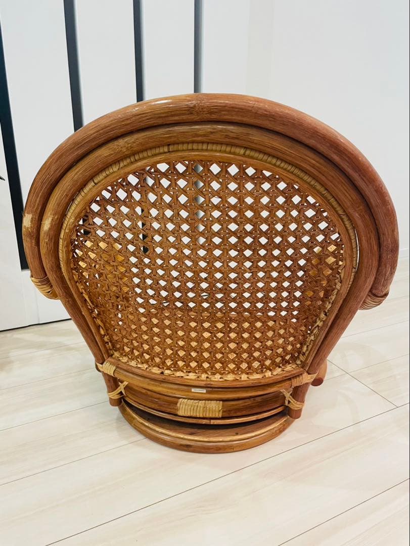 籐 ラタン　回転式 ロータイプ　座椅子