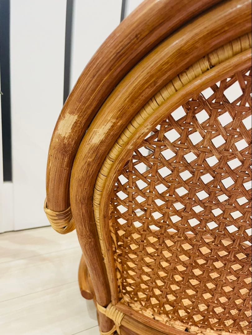 籐 ラタン　回転式 ロータイプ　座椅子