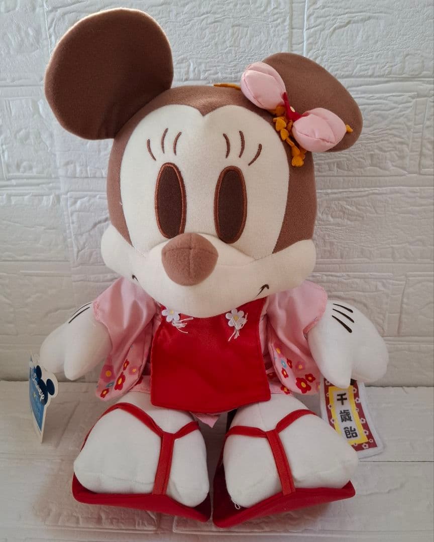 【タグ付き】ミニー ぬいぐるみ 和服 七五三 千歳飴