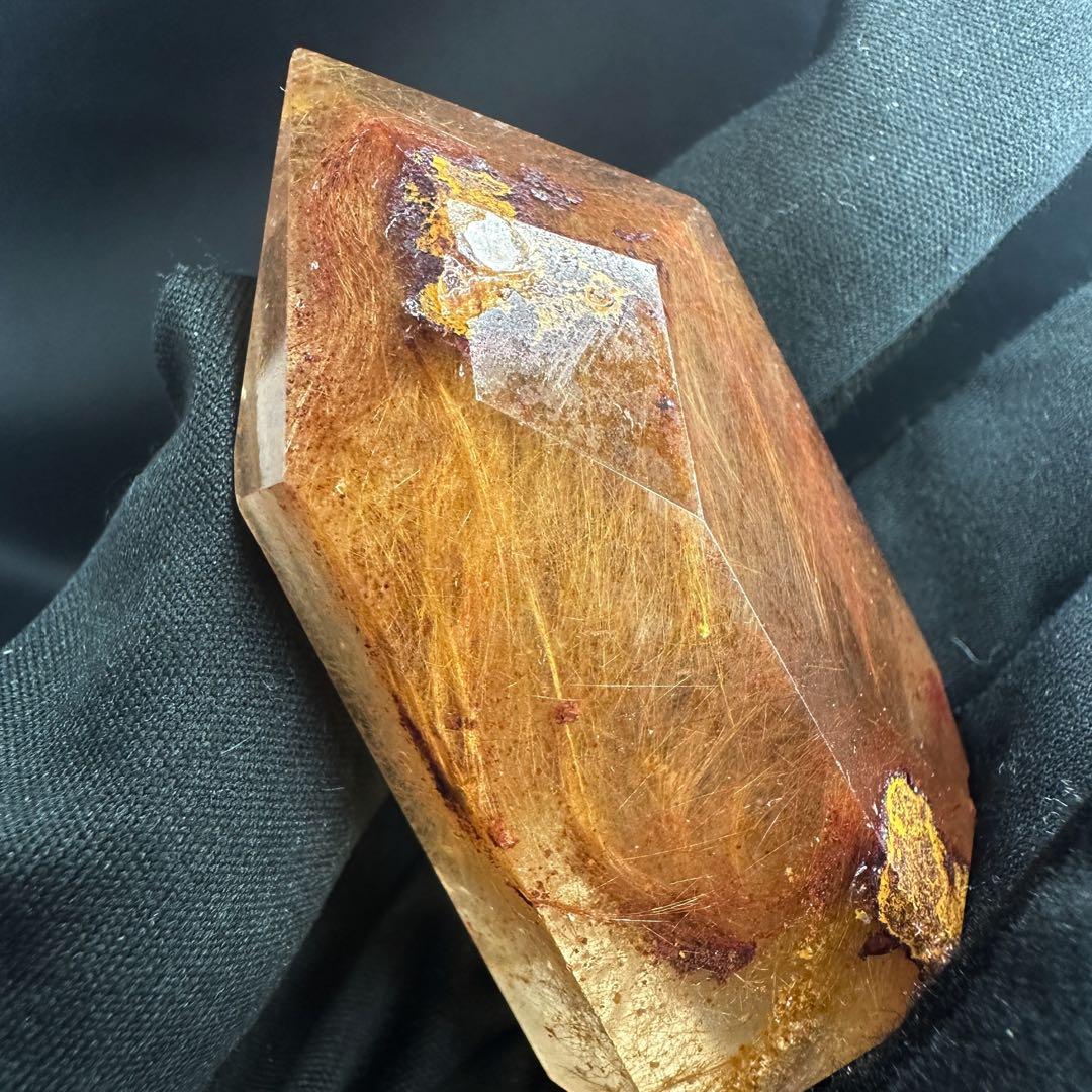 【金運up❗️】レア♡とても可愛い❤️ガーデンルチルクォーツ六角柱庭園水晶A1340