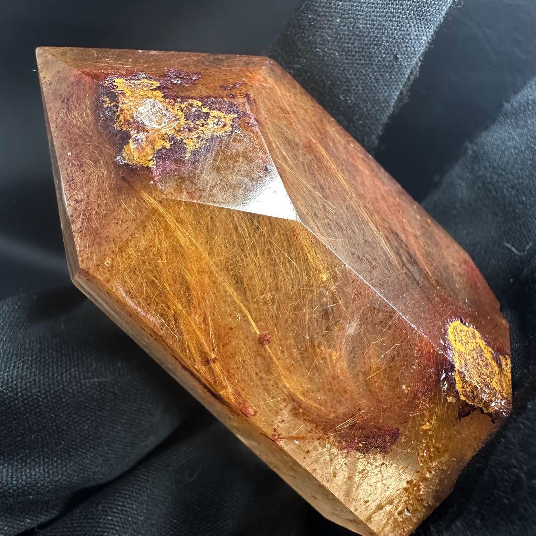 【金運up❗️】レア♡とても可愛い❤️ガーデンルチルクォーツ六角柱庭園水晶A1340