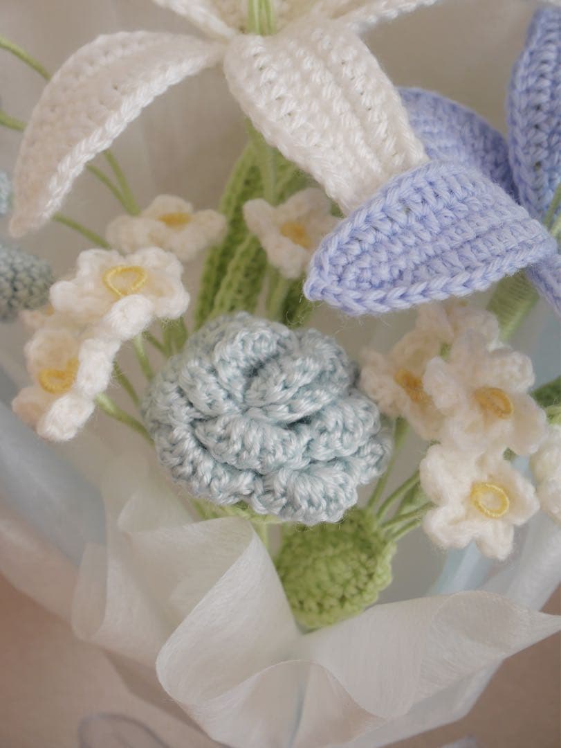 枯れない花束 あみぐるみ プレゼント 誕生日 かぎ編み 毛糸の花