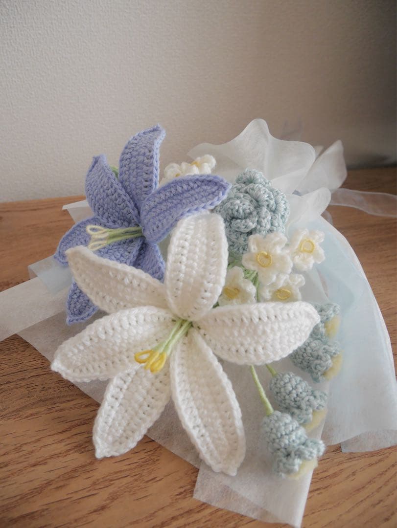 枯れない花束 あみぐるみ プレゼント 誕生日 かぎ編み 毛糸の花
