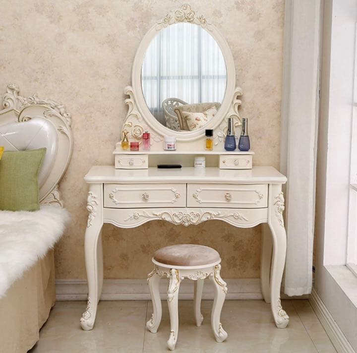 オシャレドレッサー　調節可LEDミラースツール