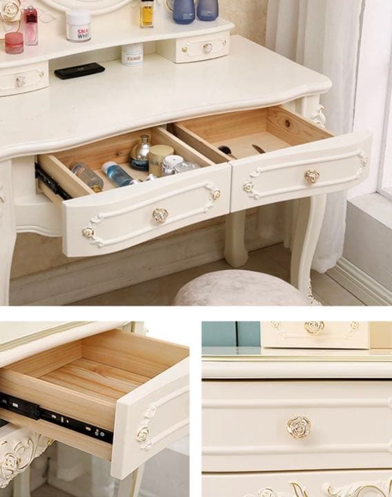 オシャレドレッサー　調節可LEDミラースツール