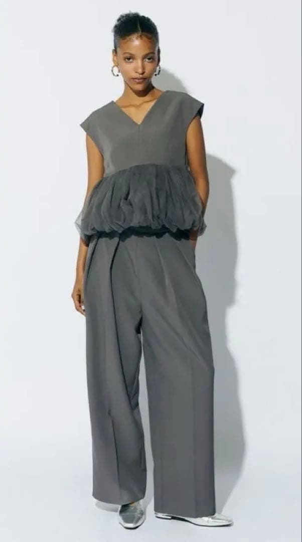 サロペット・オーバーオール・オールインワン ANDRESD peplum tulle set up pants dress