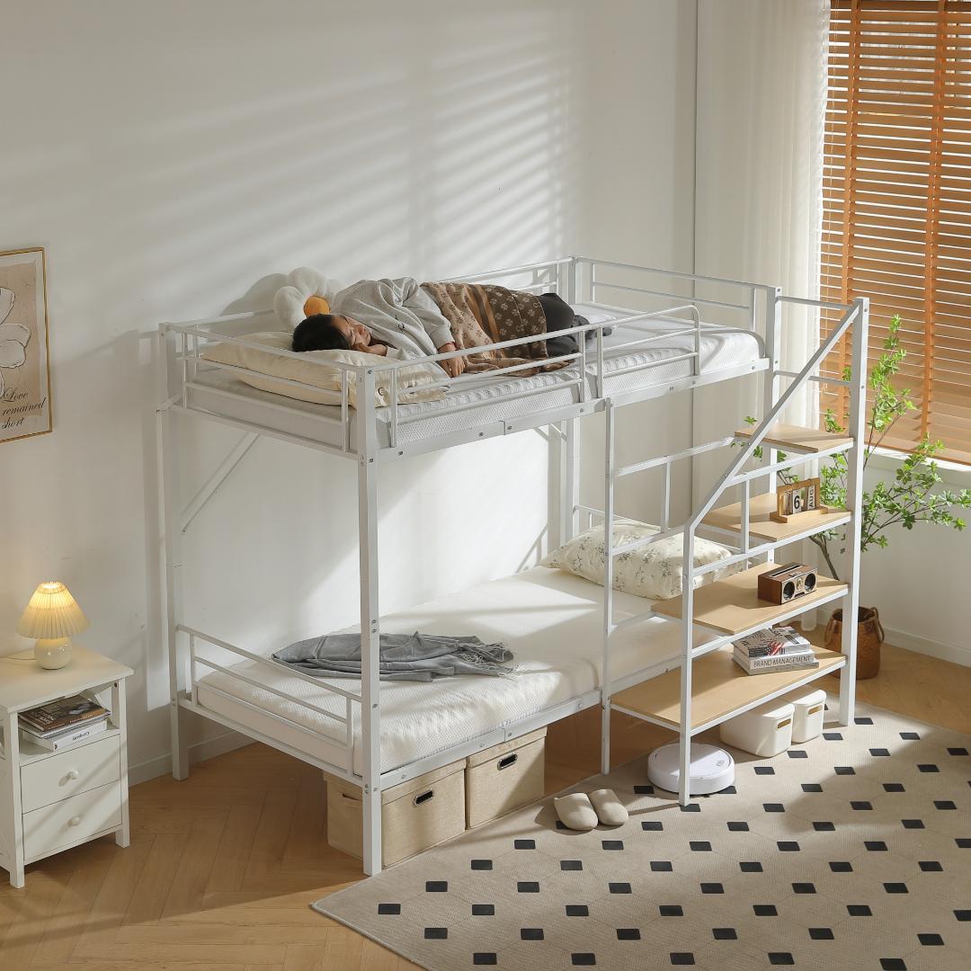 新作❣ロフトベッド シングルベッド パイプ 耐震 頑丈フレーム 学生寮 社員寮