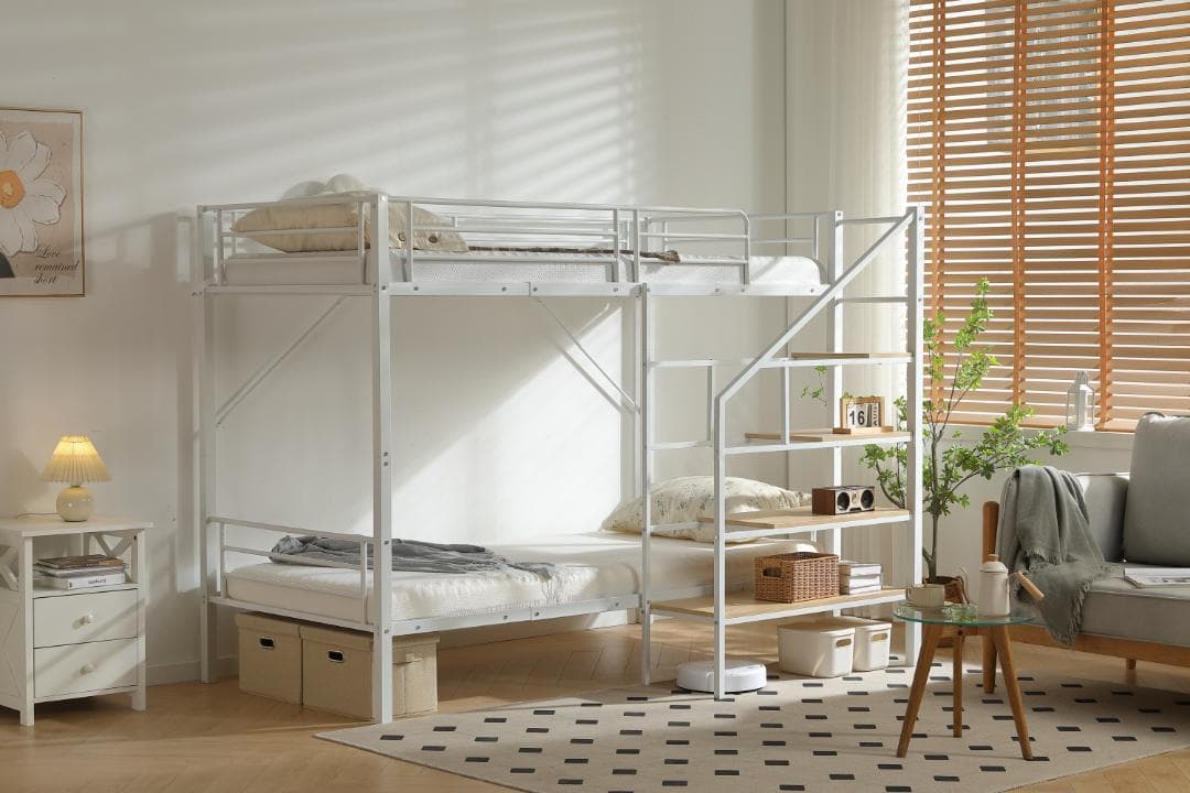 新作❣ロフトベッド シングルベッド パイプ 耐震 頑丈フレーム 学生寮 社員寮