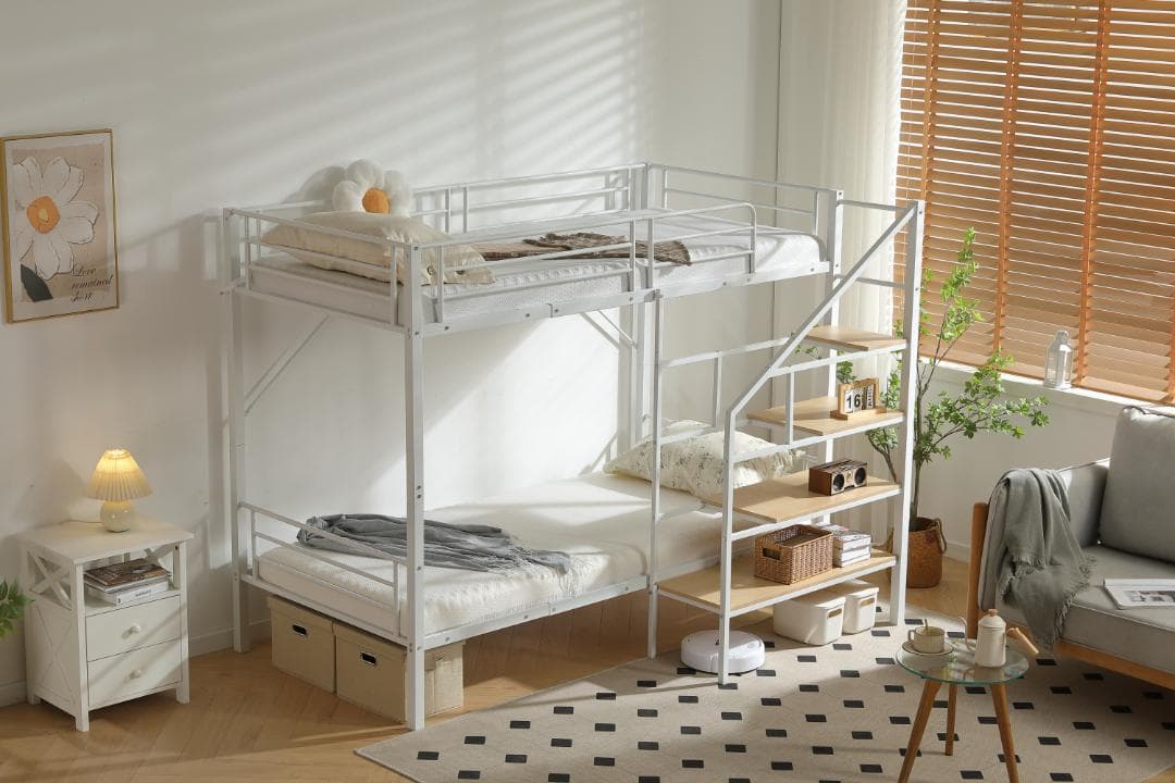 新作❣ロフトベッド シングルベッド パイプ 耐震 頑丈フレーム 学生寮 社員寮