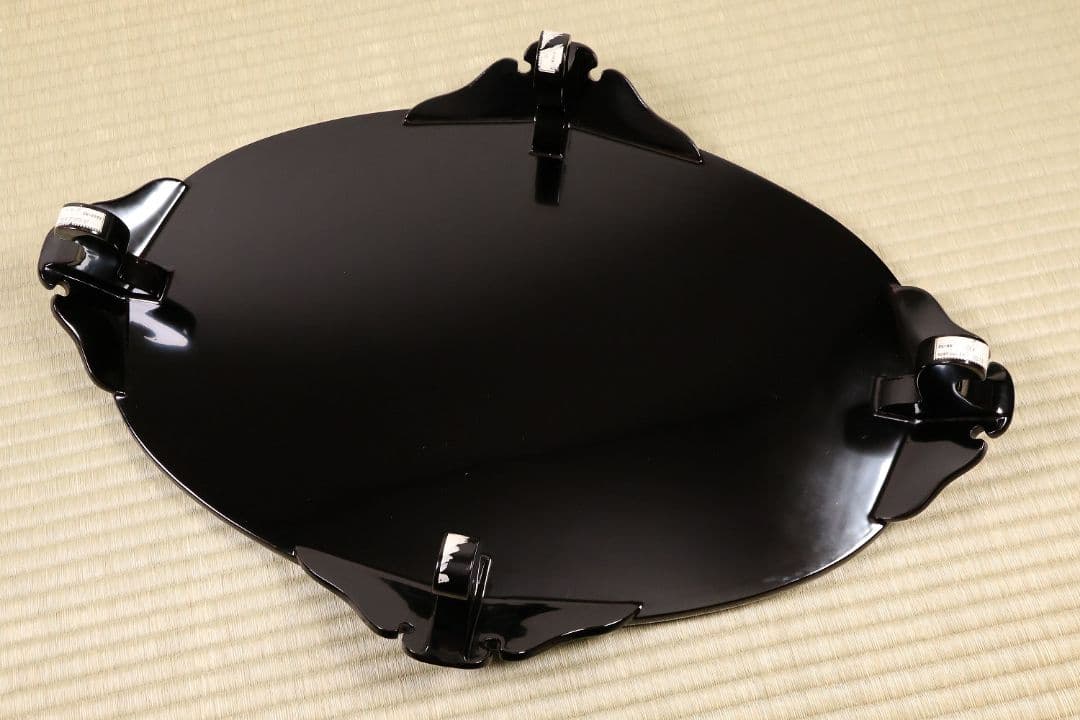 輪島塗 涛華堂 八井珠蔵 小判形 卓 螺鈿 貝梨地 木製 花台【MA804】