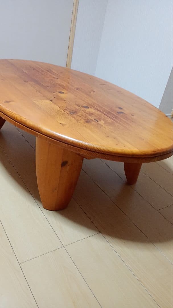 楕円形木製センターテーブル