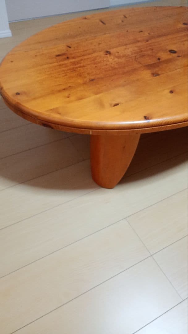 楕円形木製センターテーブル