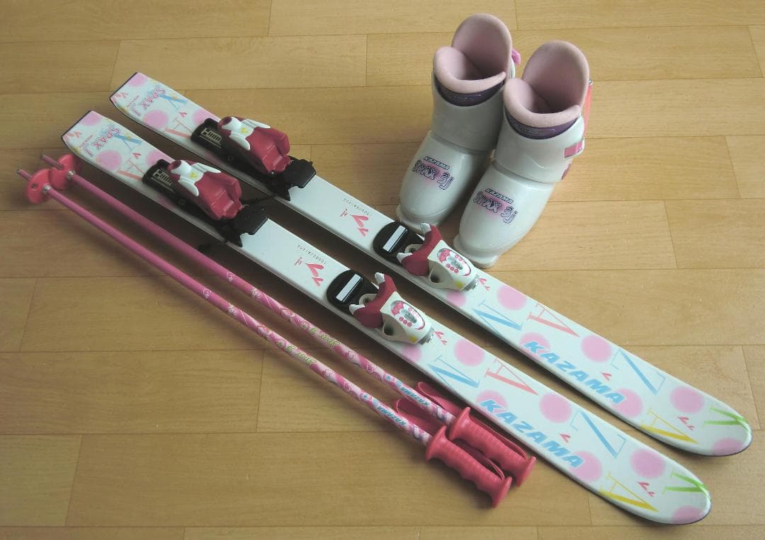 ■■送料無料■KAZAMA■子供用スキーフルセット■板100靴19■WAX済■■