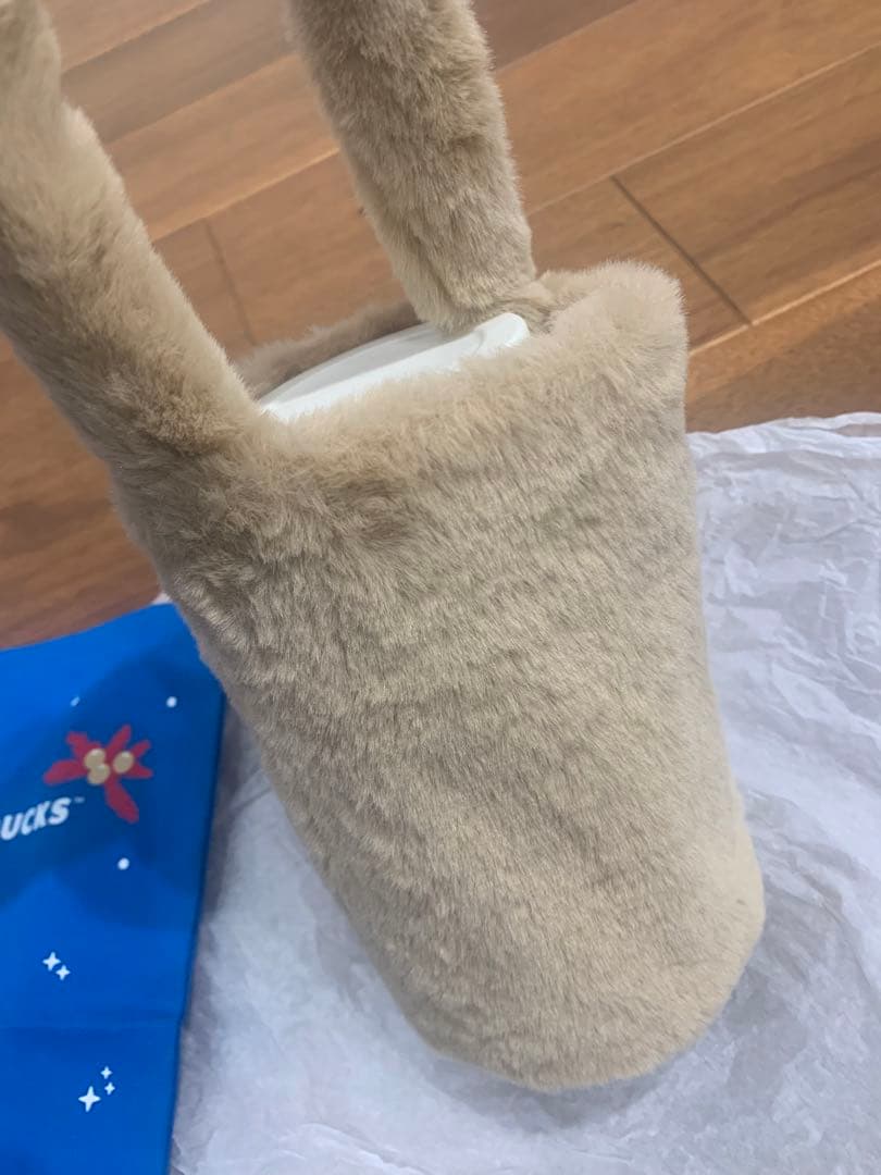 3点セット　スタバ　ステンレス　タンブラー　ファー　バッグ　ポーチ　巾着