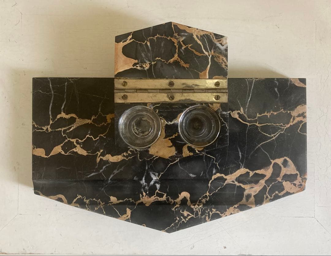 値下げ　フランス　アンティーク　ネロポルトロ　大理石　ペン置き　インク　イタリア